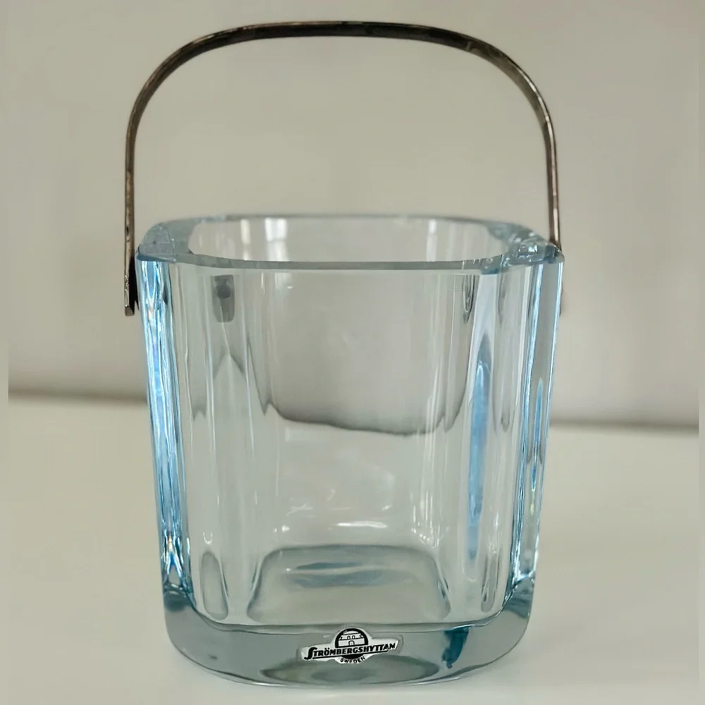 Vintage midcentury Swedish glass ice bucket